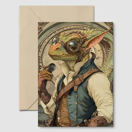 Steampunk Lizard Explorer With Goggles Art
