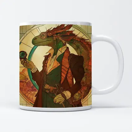 Steampunk Lizard Explorer Art Nouveau Style