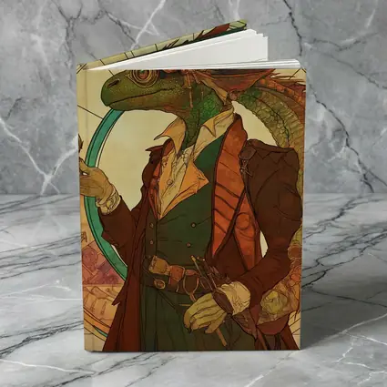 Steampunk Lizard Explorer Art Nouveau Style