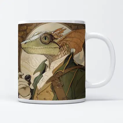 Steampunk Dragon Scholar Art Nouveau Portrait