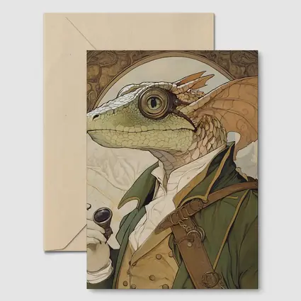 Steampunk Dragon Scholar Art Nouveau Portrait