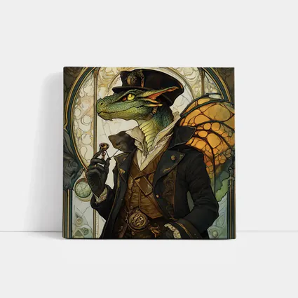 Steampunk Dragon Gentleman Art Nouveau Style