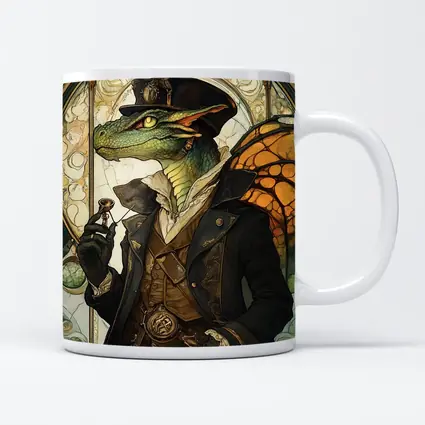 Steampunk Dragon Gentleman Art Nouveau Style