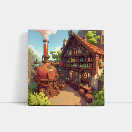 Fantasy Potion Shop Medieval Cottage Anime Art