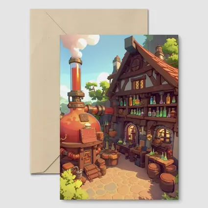 Fantasy Potion Shop Medieval Cottage Anime Art
