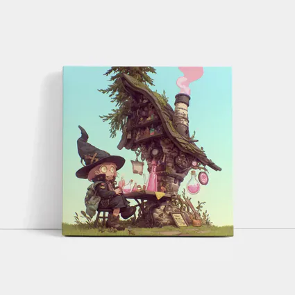 Cartoon Witch Girl Potion Lab Tree House