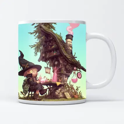 Cartoon Witch Girl Potion Lab Tree House