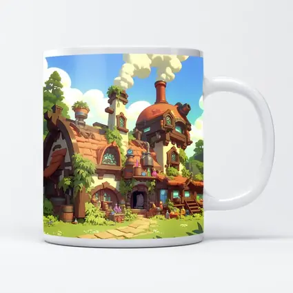 Fantasy Potion Shop Whimsical Cartoon Village Art