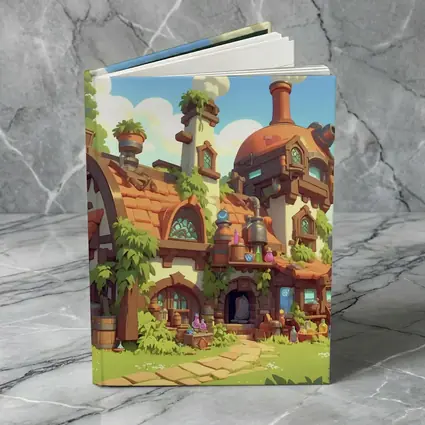 Fantasy Potion Shop Whimsical Cartoon Village Art