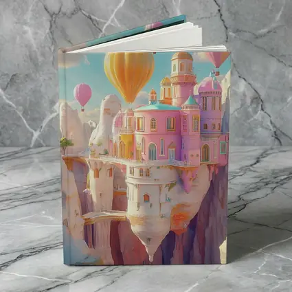 Pastel Fantasy Castle Hot Air Balloons Canyon