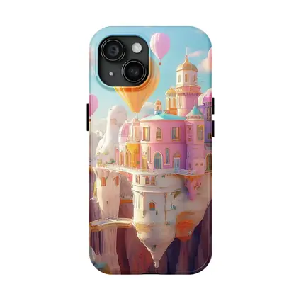 Pastel Fantasy Castle Hot Air Balloons Canyon