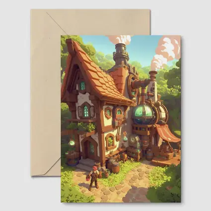 Steampunk Fantasy Cottage Forest Alchemist Shop