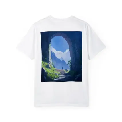 Fantasy Stone Arch Gateway Mountain Landscape Painting