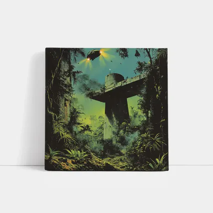 Sci Fi Jungle Ruins Spaceship Retro Fantasy Art