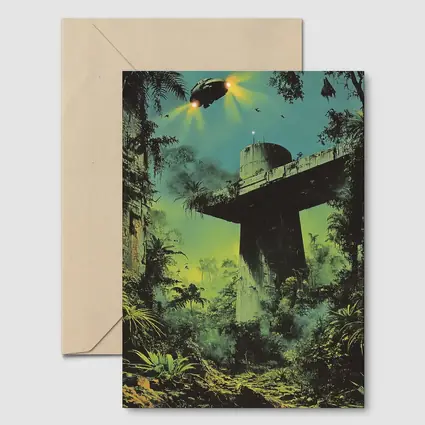 Sci Fi Jungle Ruins Spaceship Retro Fantasy Art
