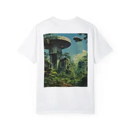 Retro Sci Fi Jungle Ruins Airship Art