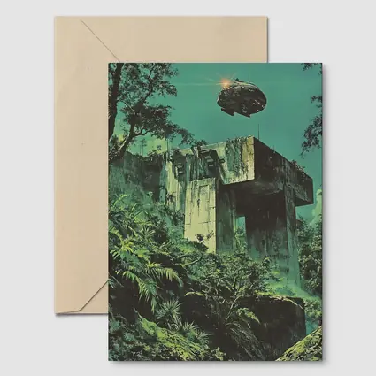 Abandoned Concrete Ruins Jungle Spacecraft Retro