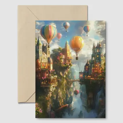 Fantasy City Hot Air Balloons Cliffside