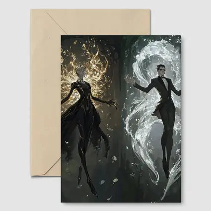 Dark Fantasy Elemental Figures Forest Background
