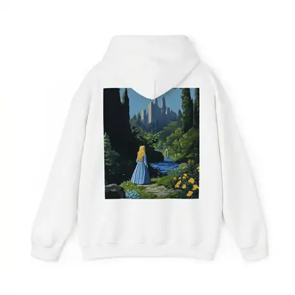 Blonde Girl Blue Dress Fantasy Castle Garden