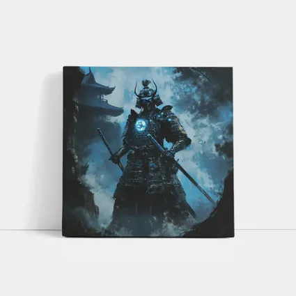 Dark Samurai Warrior Glowing Blue Armor