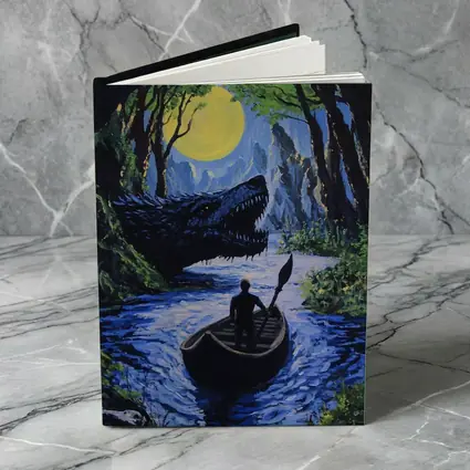 Man Rowing Boat Past Cave Dragon