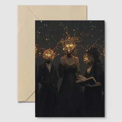 Dark Figures Glowing Twig Heads Fantasy Art
