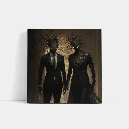 Dark Creature Couple In Black Suits