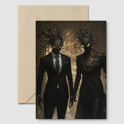 Dark Creature Couple In Black Suits