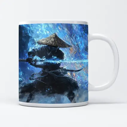 Samurai Warrior Blue Energy Storm Art