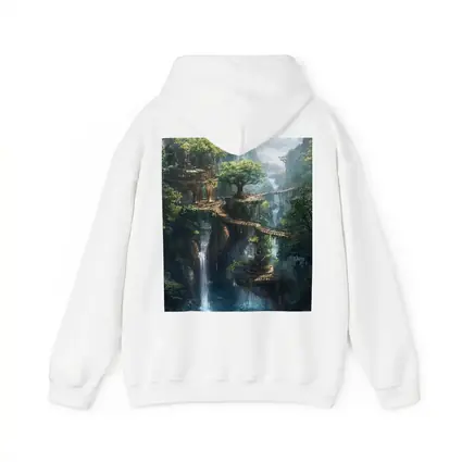 Fantasy Forest Ruins Waterfall Cliffside Bridge