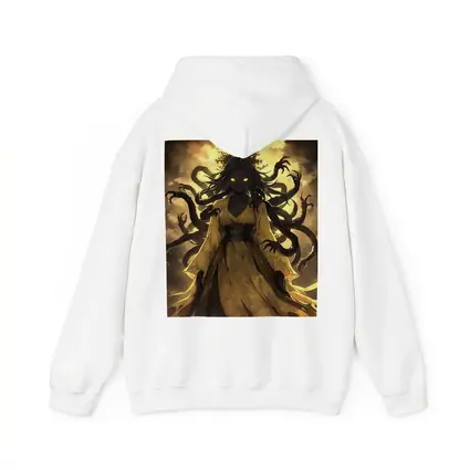 Dark Anime Goddess Glowing Eyes Yellow Sky