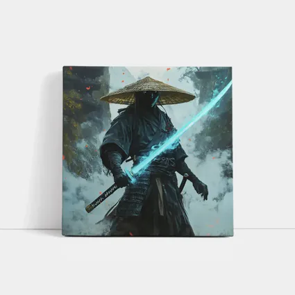 Dark Samurai Glowing Blue Sword Mist