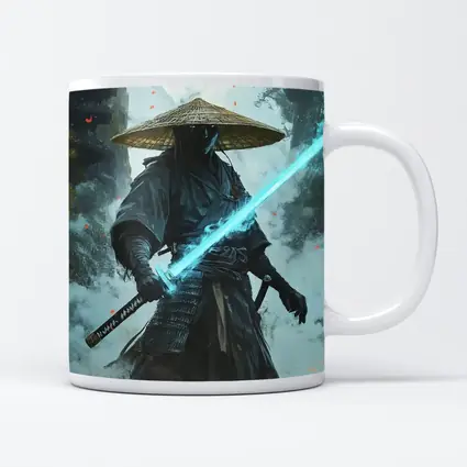 Dark Samurai Glowing Blue Sword Mist