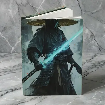 Dark Samurai Glowing Blue Sword Mist
