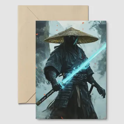 Dark Samurai Glowing Blue Sword Mist