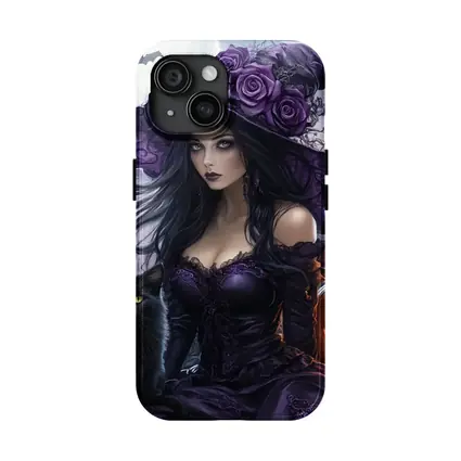 Gothic Witch Black Cat Halloween Night Art