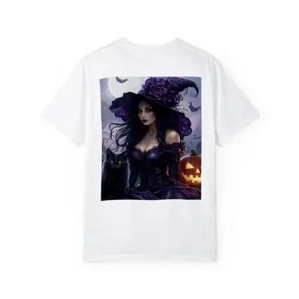Gothic Witch Black Cat Halloween Night Art