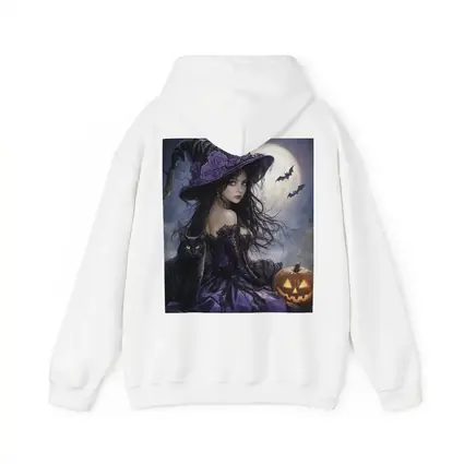 Halloween Witch Black Cat Full Moon