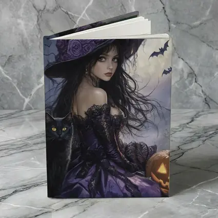 Halloween Witch Black Cat Full Moon
