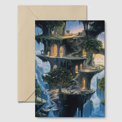 Fantasy Floating Island Ancient Stone Architecture