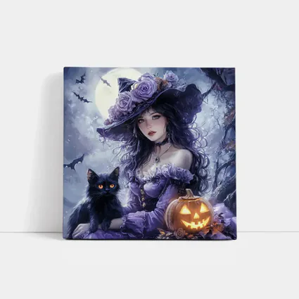 Anime Witch Black Cat Halloween Moon