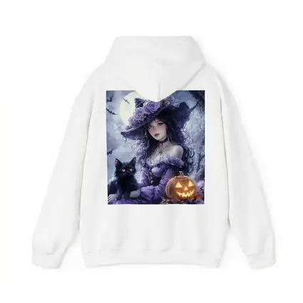 Anime Witch Black Cat Halloween Moon