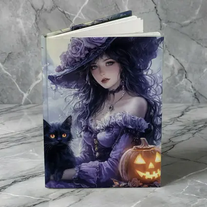 Anime Witch Black Cat Halloween Moon
