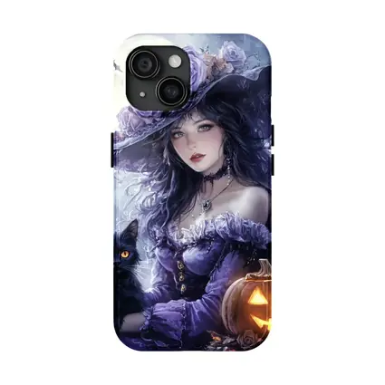 Anime Witch Black Cat Halloween Moon