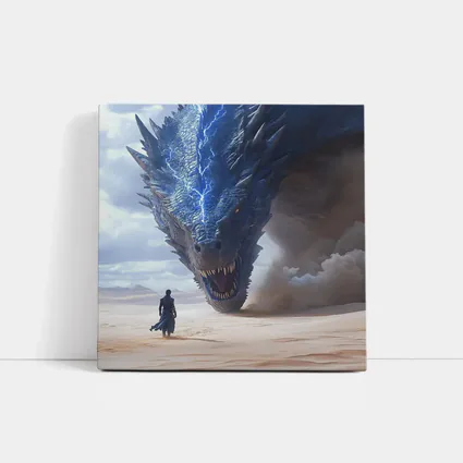 Dragon and Warrior in Desert Sands