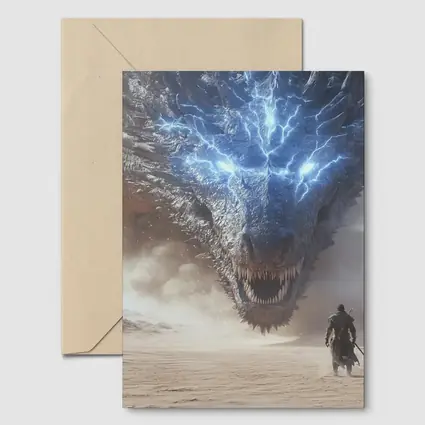 Lightning Dragon Warrior Desert Fantasy Art