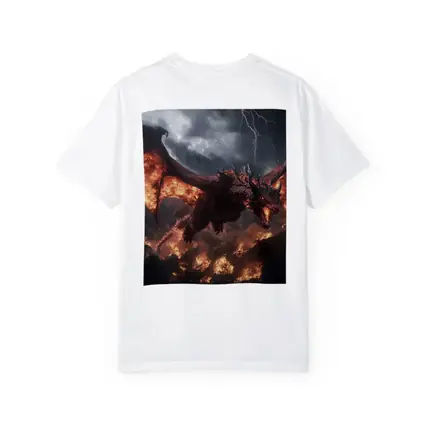 Fire Dragon Flying Over Burning Rocks