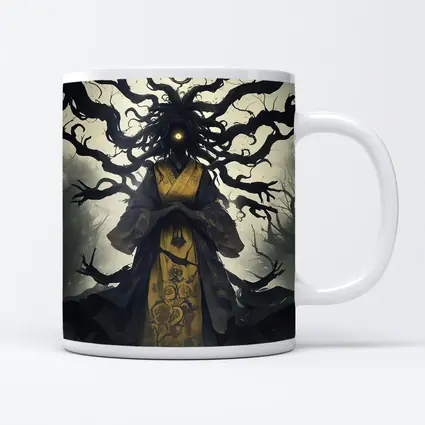 Dark Spirit Figure Glowing Eye Misty Forest