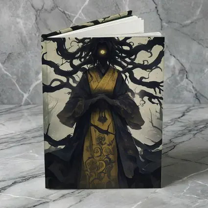 Dark Spirit Figure Glowing Eye Misty Forest